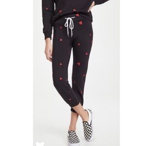 Monrow Heart Embroidered Sweatpants in Black- XS,S